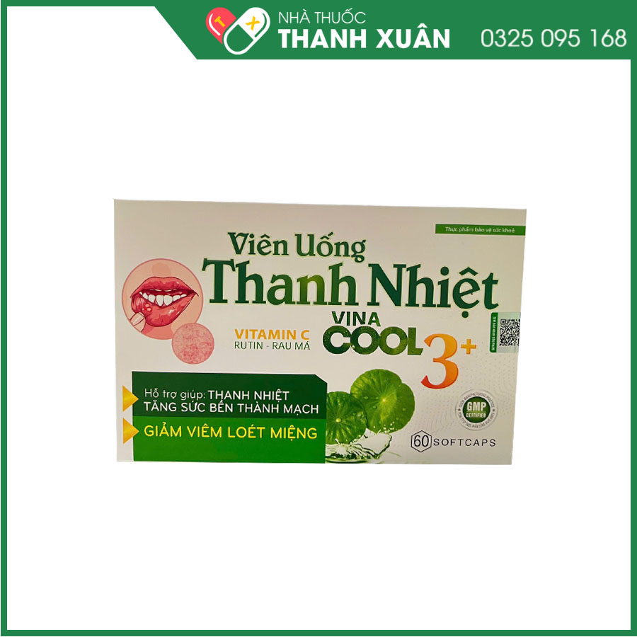 Viên uống Thanh Nhiệt Vina Cool 3+ giúp hỗ trợ thanh nhiệt, tăng cường đề kháng, bền thành mạch